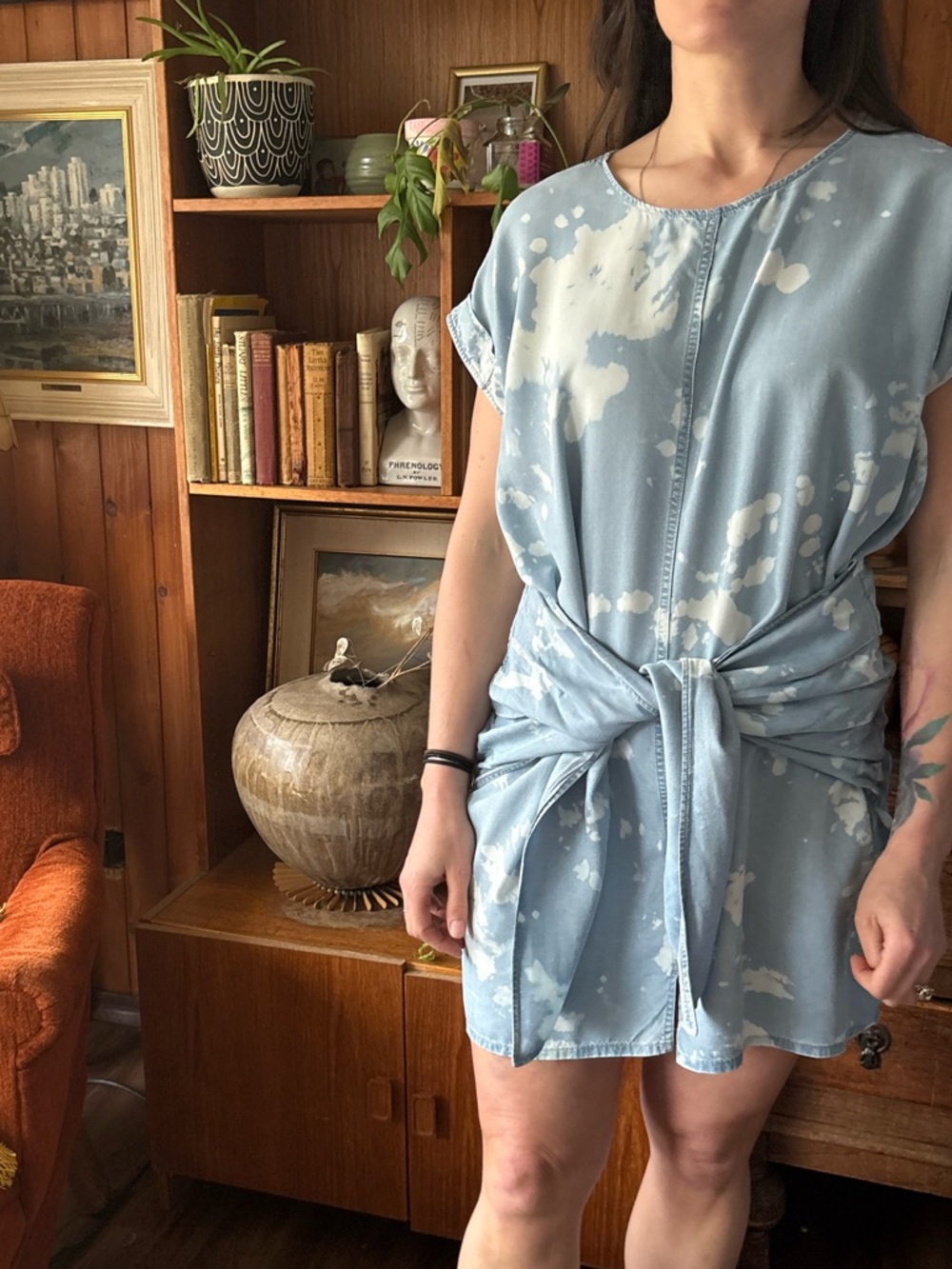 All Saints Chambray Tie Front Dress 10